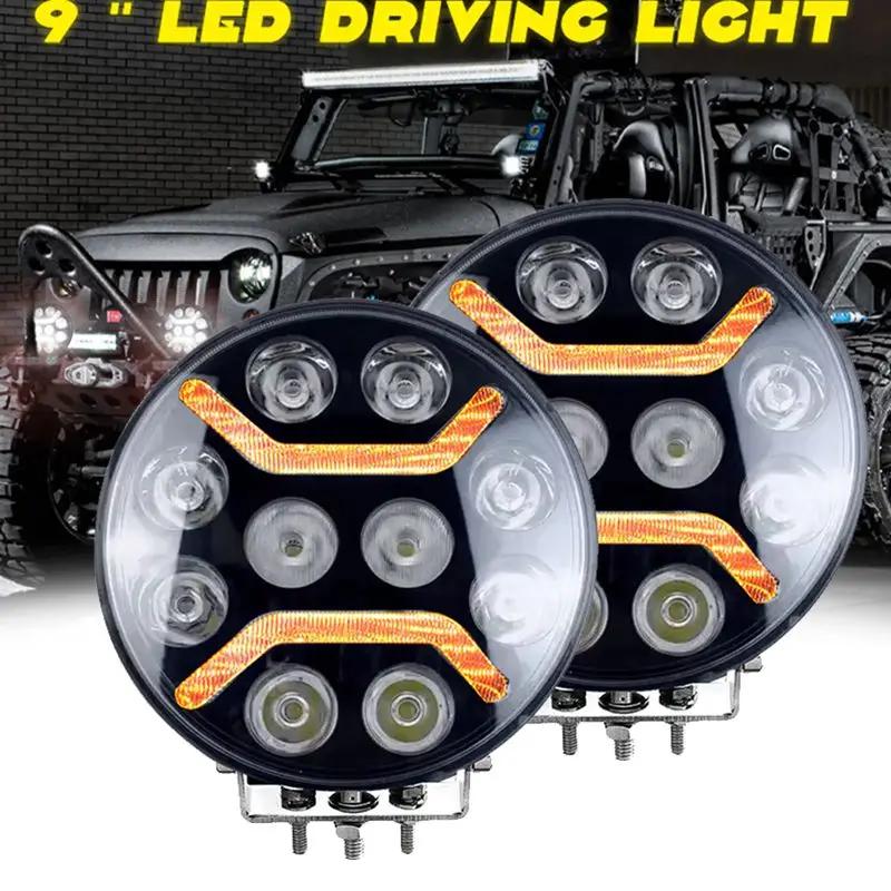 ε Ʈ SUV 4WD ATV  LED ۾ , ȫ  ޺  DRL, 100000LM, 6500K, 3500K, 12V, 24V, 9 ġ, ǰ